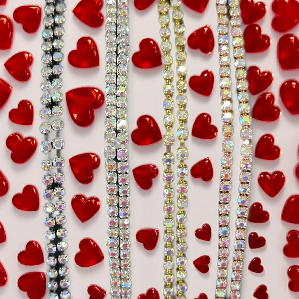 "AB Bling Mix" 4 x 1 yard Ss6 Mixed Coloured Metal Rhinestone Metal Set, Black Friday Promotions Sundaylace Creations & Bling