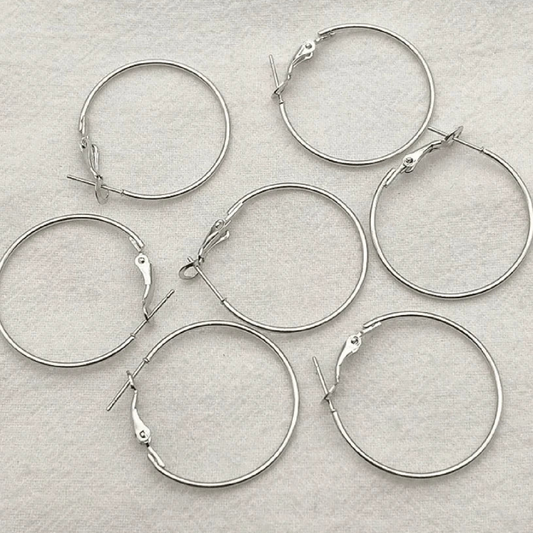30mm SILVER Rounded Large Teardrop Hoops with two holes, Earring Findings  *10 pieces* Sundaylace Creations & Bling