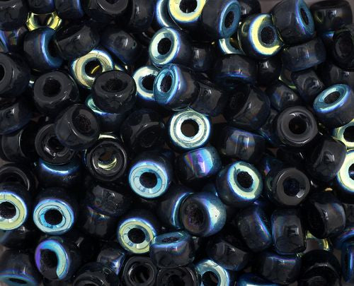 6mm Preciosa Glass Mini Crow Beads - Opaque Black AB  (500pcs) 6/0 Pony Beads