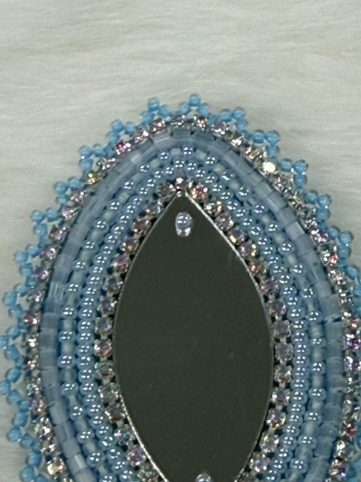 2" Light Blue Navette Beadwork Pair, Beaded Earring, Beadwork sold by Sundaylace Creations Beadwork