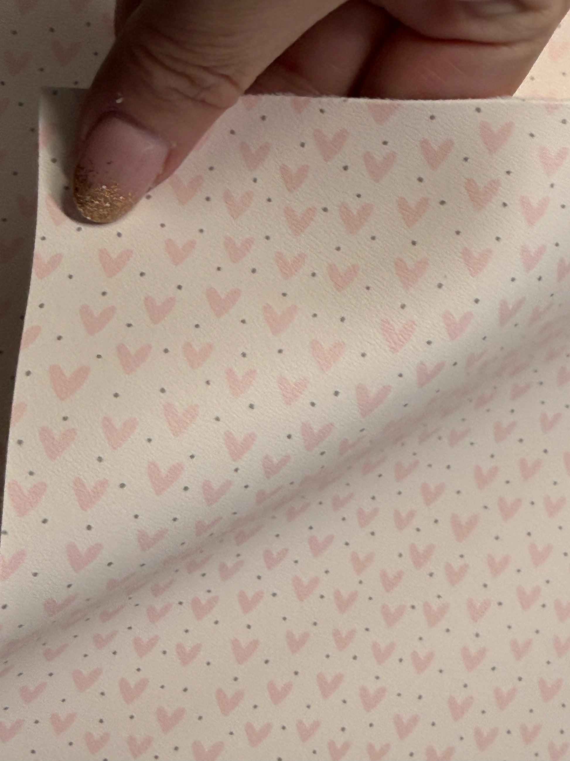 20*30cm Baby Pink Hearts  dots on Pink Smooth Leatherette Sheet Leatherette