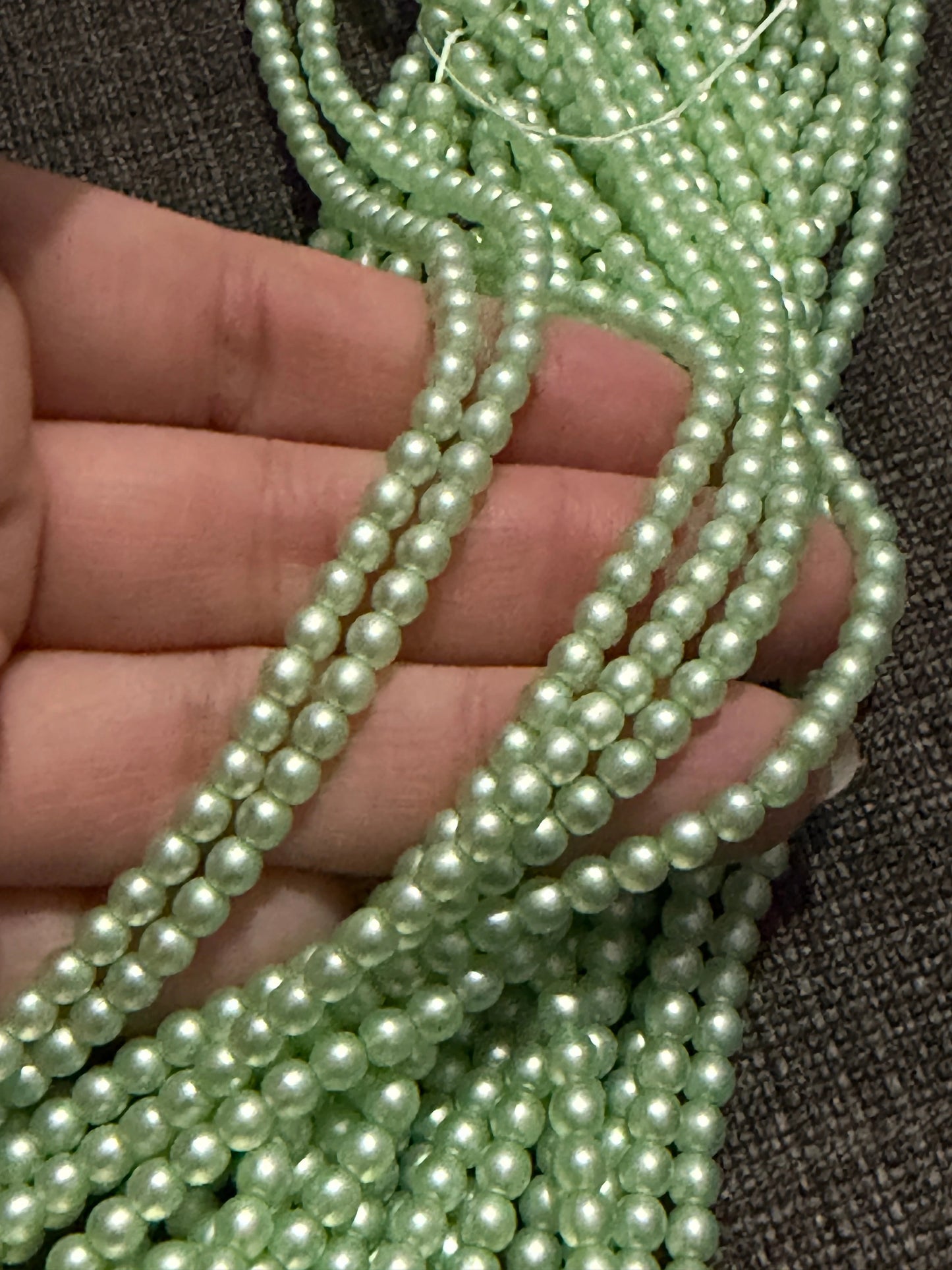 4mm Mint Light Green GLASS PEARL Round Sundaylace Creations & Bling