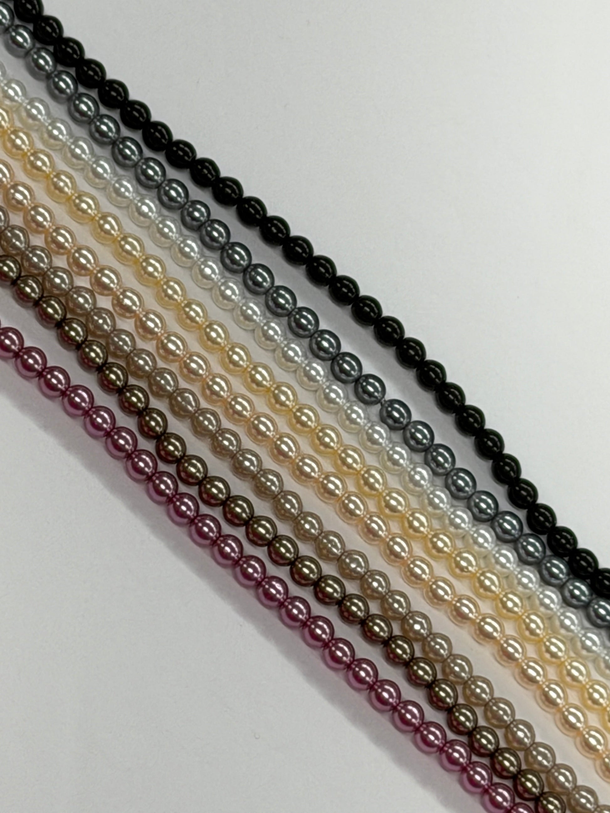 "Elegant Beader" 4mm Glass Pearl  Beads x 8" Strand per Colour, Bundle Set, Promotions Pearl Beads
