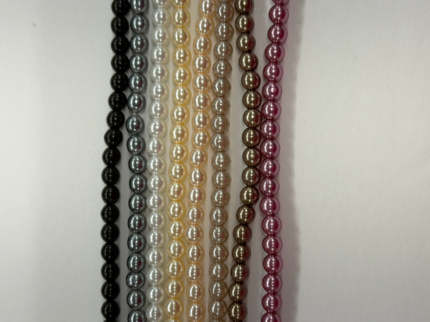 "Elegant Beader" 4mm Glass Pearl  Beads x 8" Strand per Colour, Bundle Set, Promotions Pearl Beads
