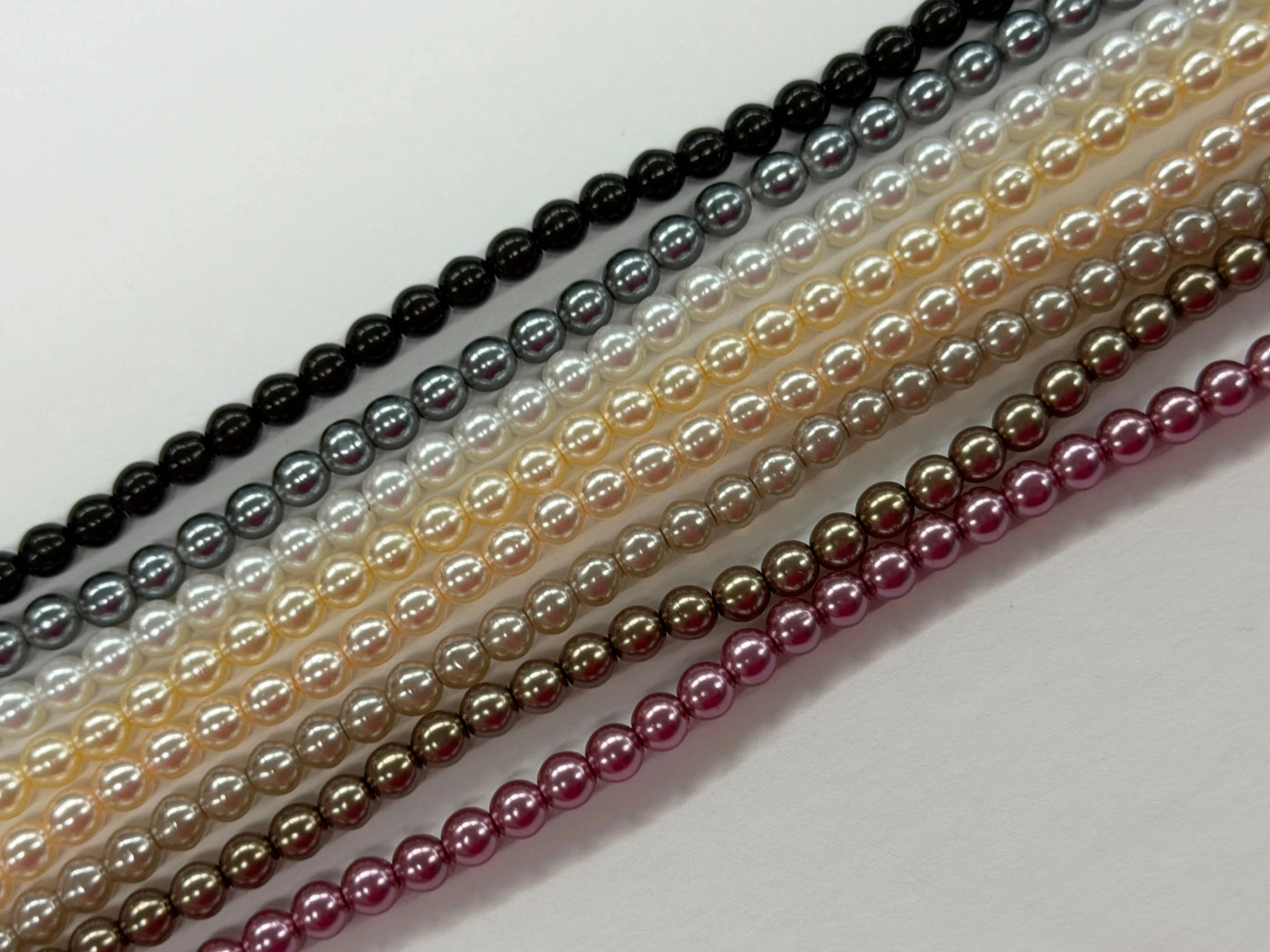 "Elegant Beader" 4mm Glass Pearl  Beads x 8" Strand per Colour, Bundle Set, Promotions Pearl Beads