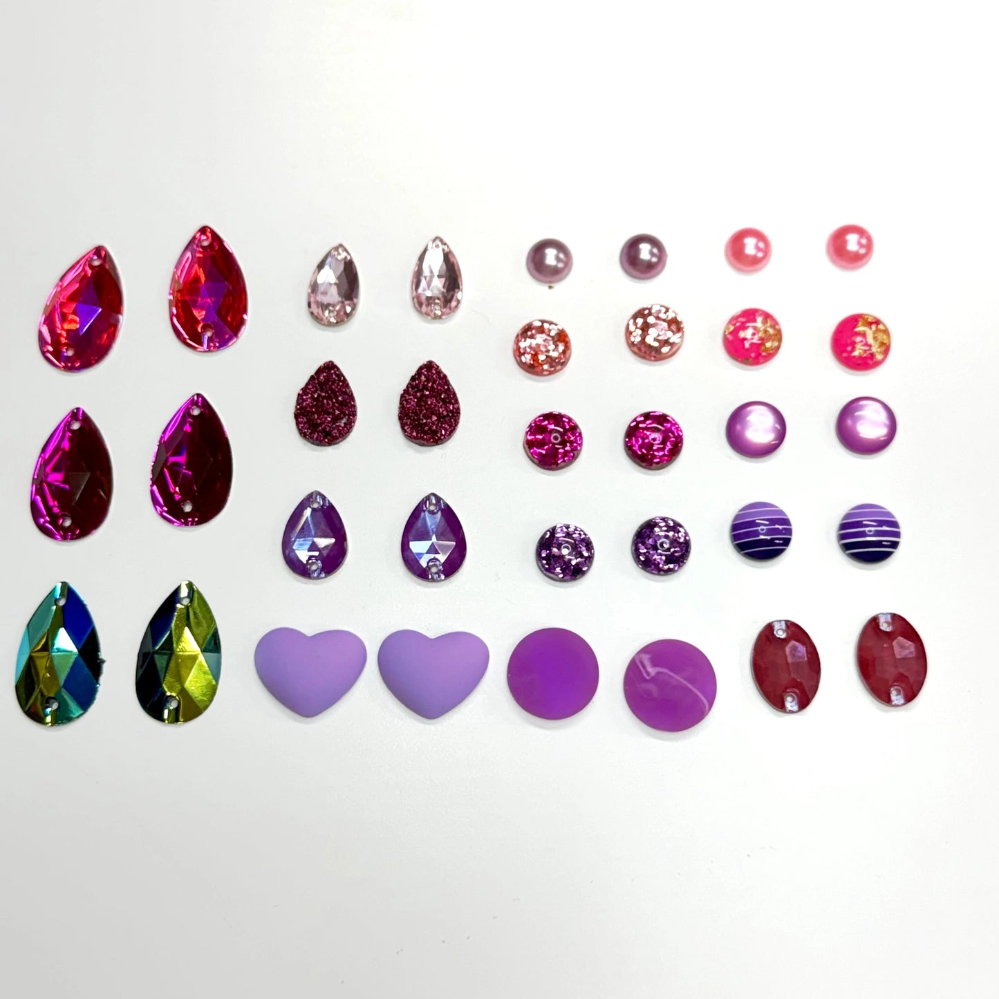 "Berry Kisses" Purple Pink Glass/Resin Cabs Gem Set 17 Gems Sets, Promotions Resin Gems