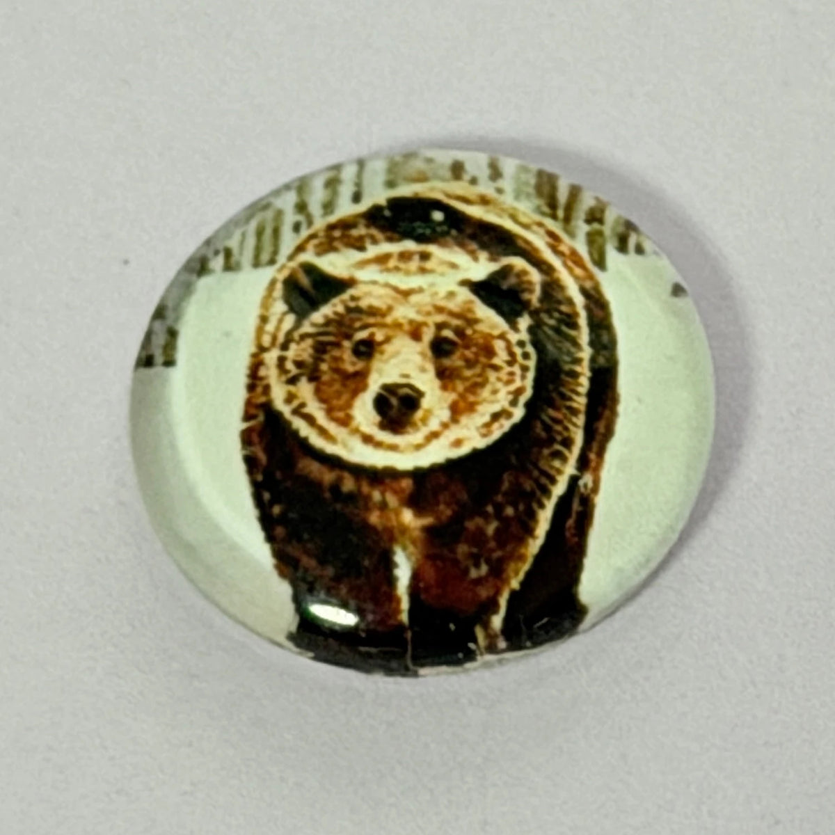 16mm Bear in walking Snow Acrylic Printed Circle, Glue on, Resin Gem (Sold in Pair) Resin Gems