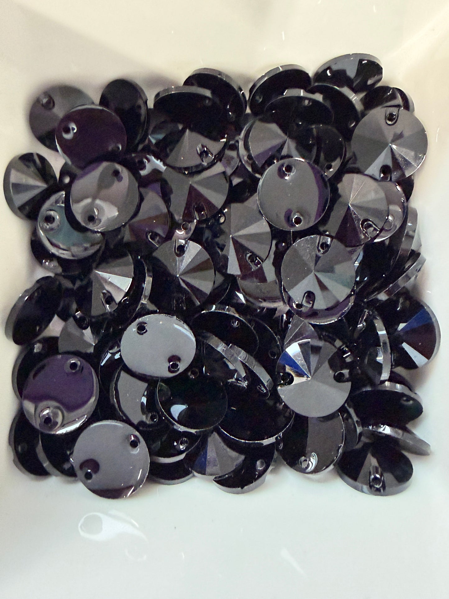 10mm Black Pointed Top Rivoli, Sew on, Black Resin Gem (Sold in Pair) Resin Gems