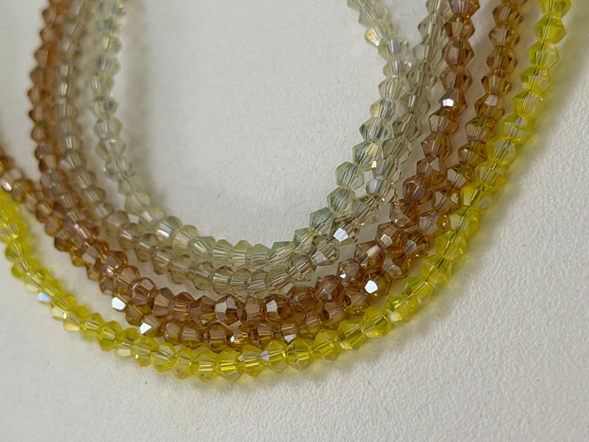 3mm Pale Yellow Topaz Transparent Mix, Bicone Glass Beads (5 Strands) PROMO BUNDLE Bicone/Rondelle