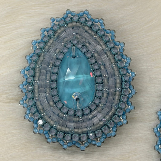 1.75" Light Blue Teardrop Beadwork Pair, Beaded Earring, Beadwork sold by Sundaylace Creations Beadwork