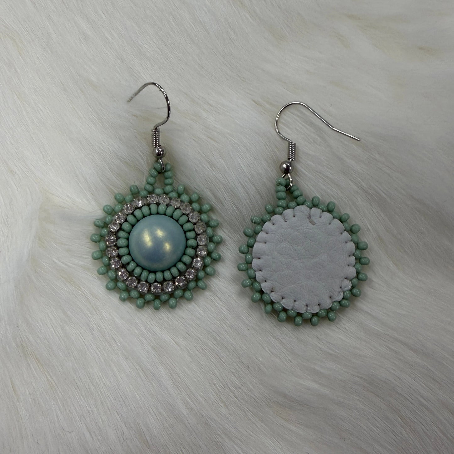 Mini Sage Green on Hook Earrings, Beaded Earring, Beadwork Beadwork
