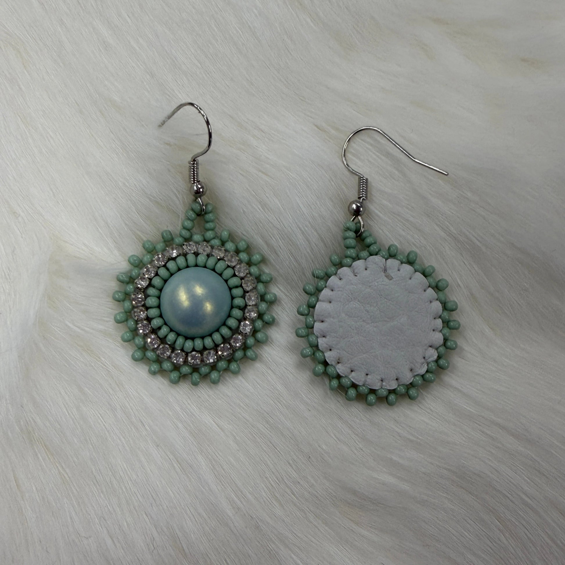 Mini Sage Green on Hook Earrings, Beaded Earring, Beadwork Beadwork