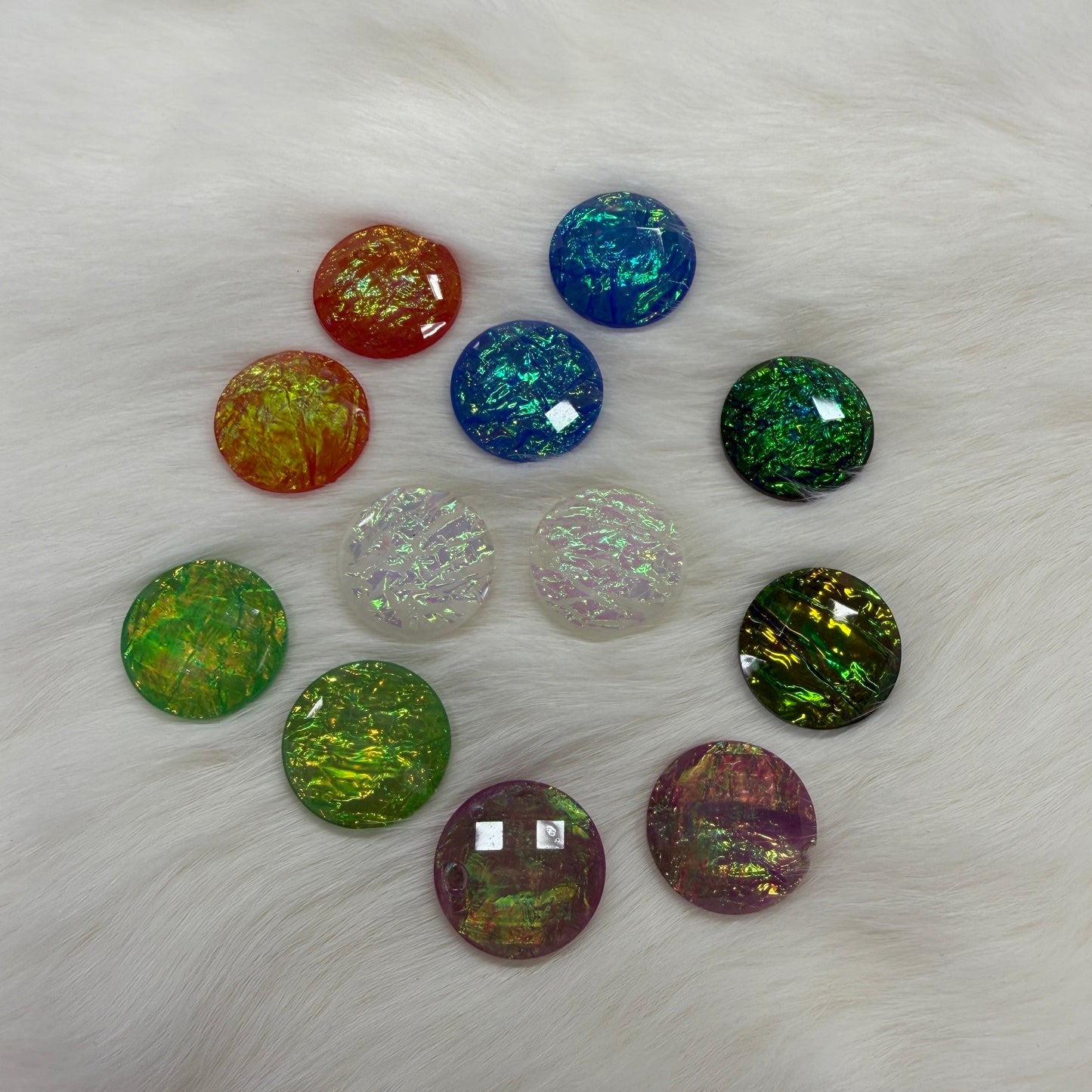20mm Opal Mix Set Round Shaped, Sew On, Resin Gems Bundle (Sold in 6 Pair Set) Resin Gems