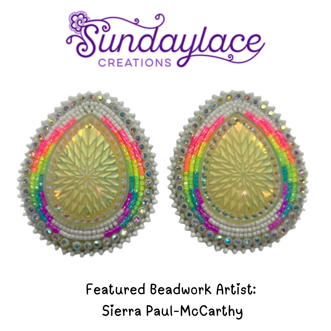 Neon Rainbow & White Large Teardrops Leverback, Beaded Earring, Beadwork Beadwork