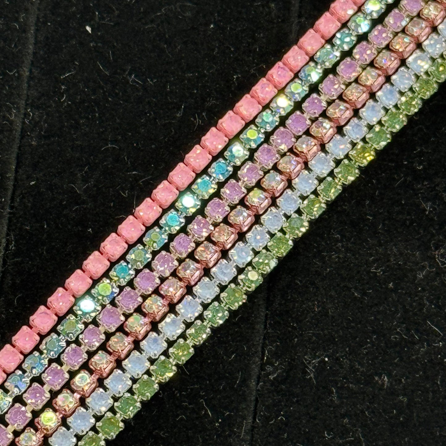 “Mother’s Day Dream” (6 x 1 yard) Pastel Rhinestone Chain Bundle, Promotions Metal Rhinestone Chain