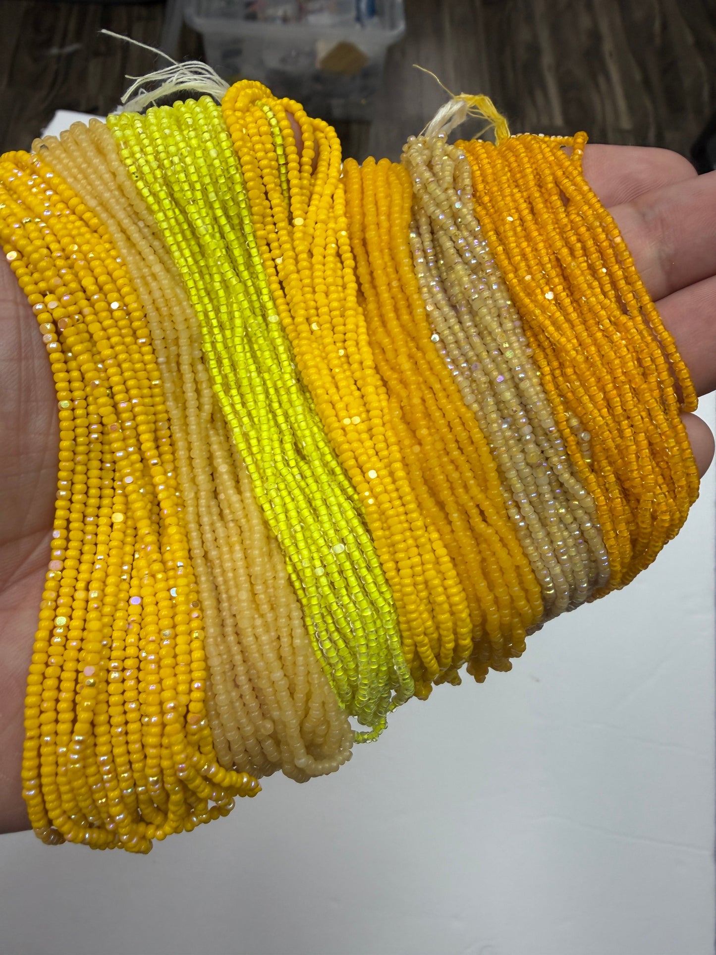 "Sunshine ☀️ Yellow" 7 x Charlotte 10g Hank Set, Promotions India Sheen Charlotte Cut Seedbeads