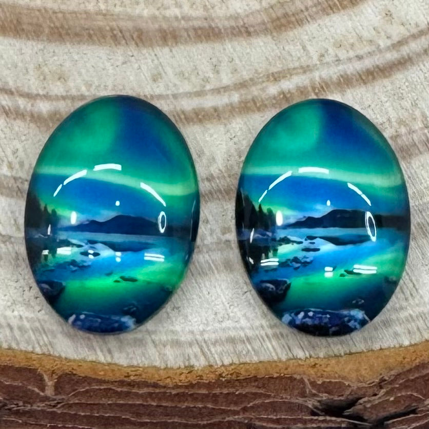 25*18mm Riverstream Aurora Borealis Oval Acrylic Oval, Glue On, Resin Gem Sundaylace Creations & Bling