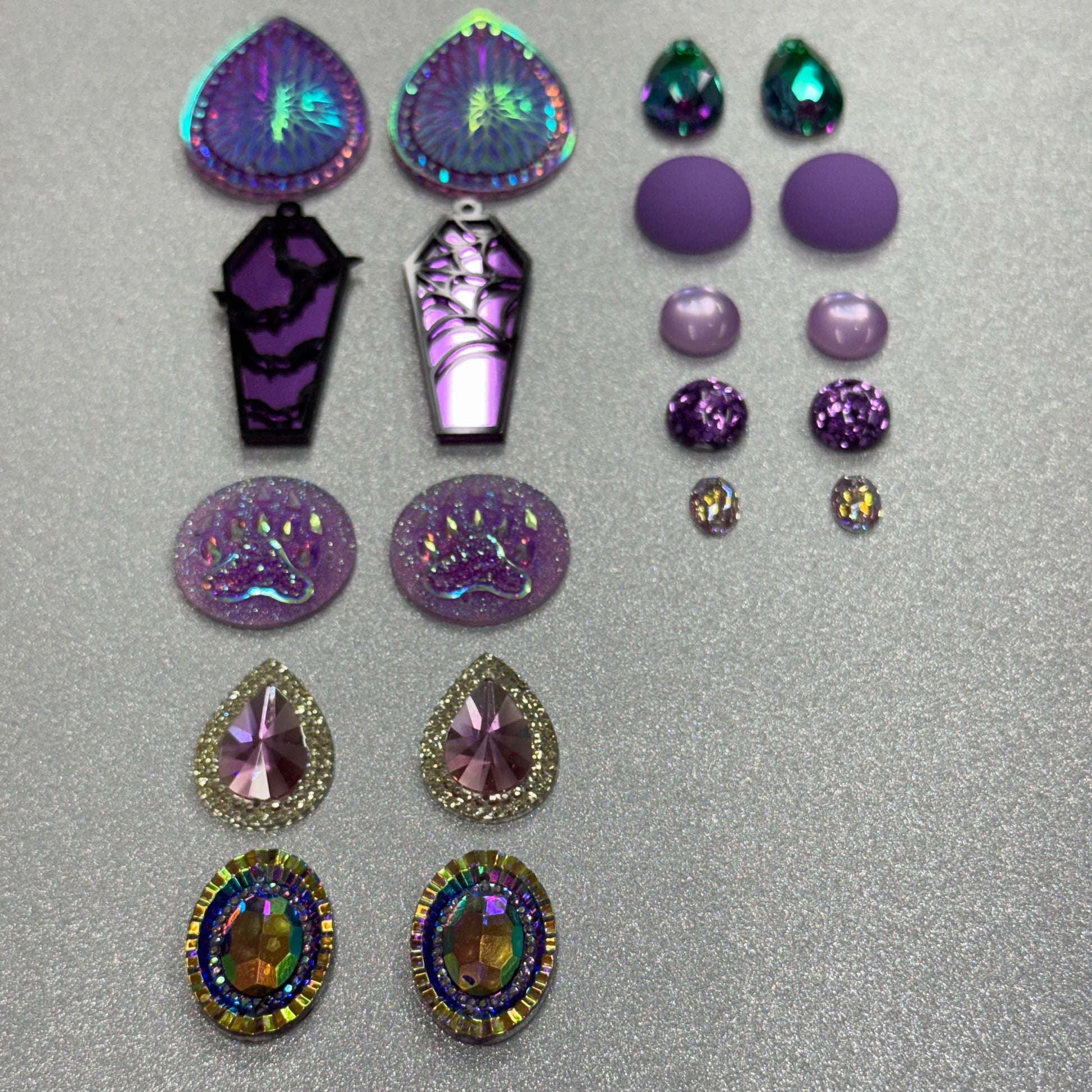"Lavender Jams" 10 Pairs of Resin Gem Set, Promotions Sundaylace Creations & Bling