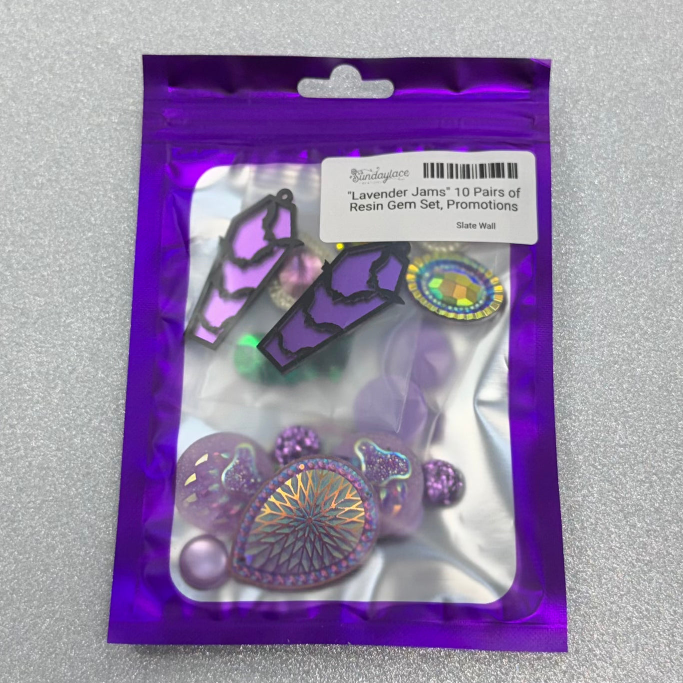 "Lavender Jams" 10 Pairs of Resin Gem Set, Promotions Sundaylace Creations & Bling