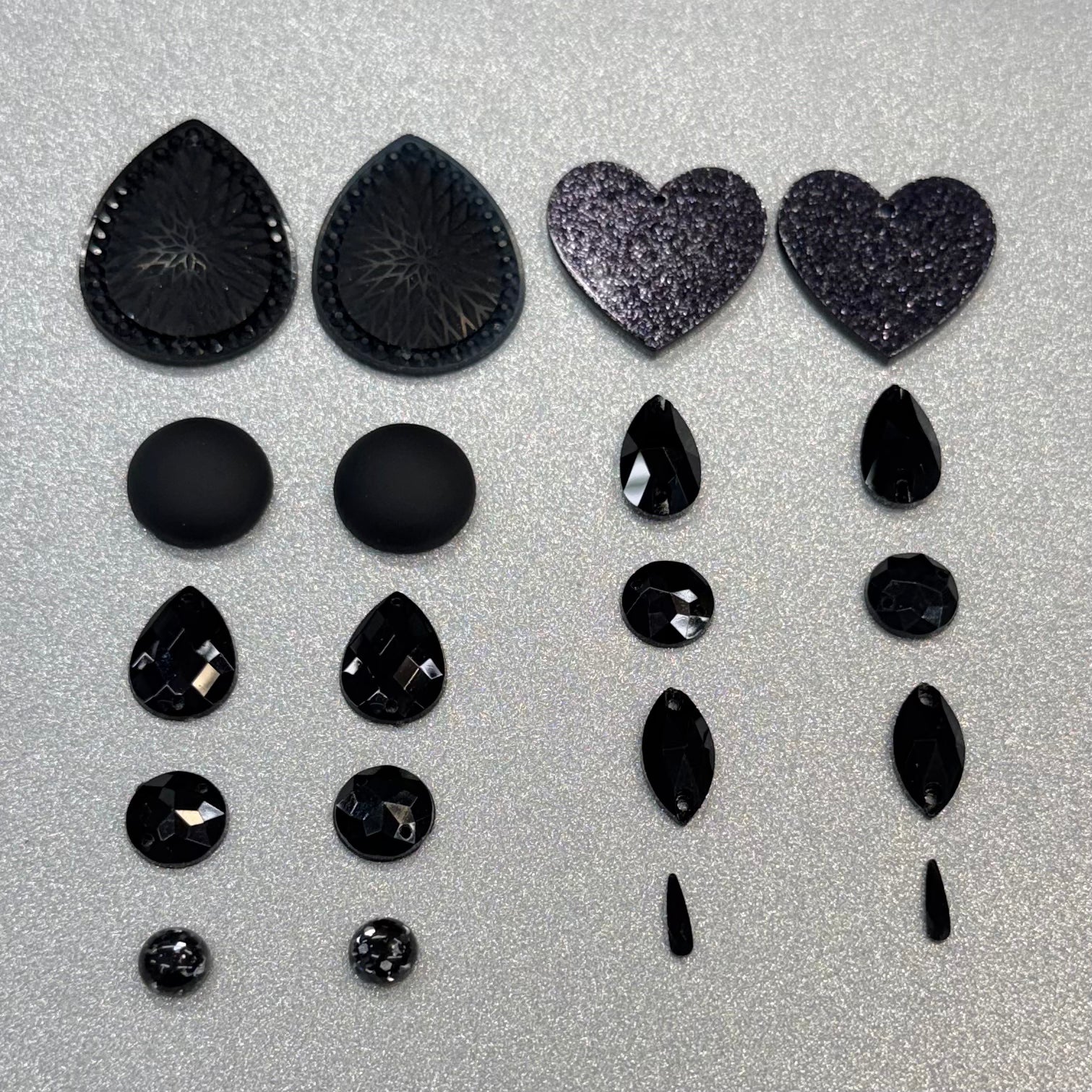 "Black Sky" 10 Pairs of Resin Gem Set, Promotions Sundaylace Creations & Bling