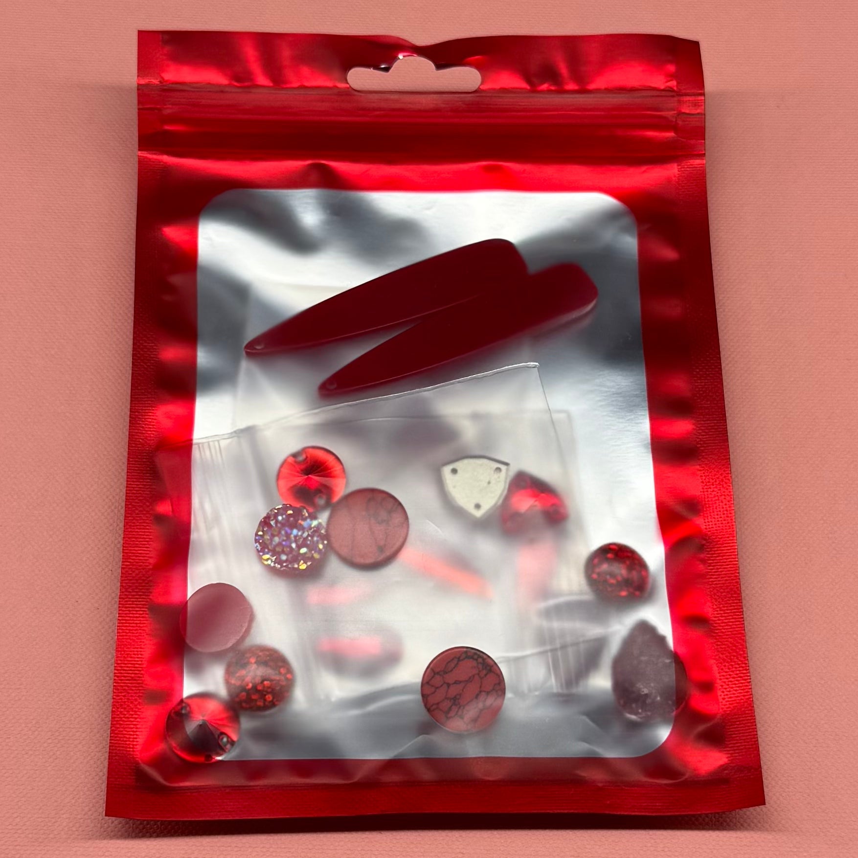 “Blushed Red" 10 Pairs of Resin Gem Set, Promotions Sundaylace Creations & Bling