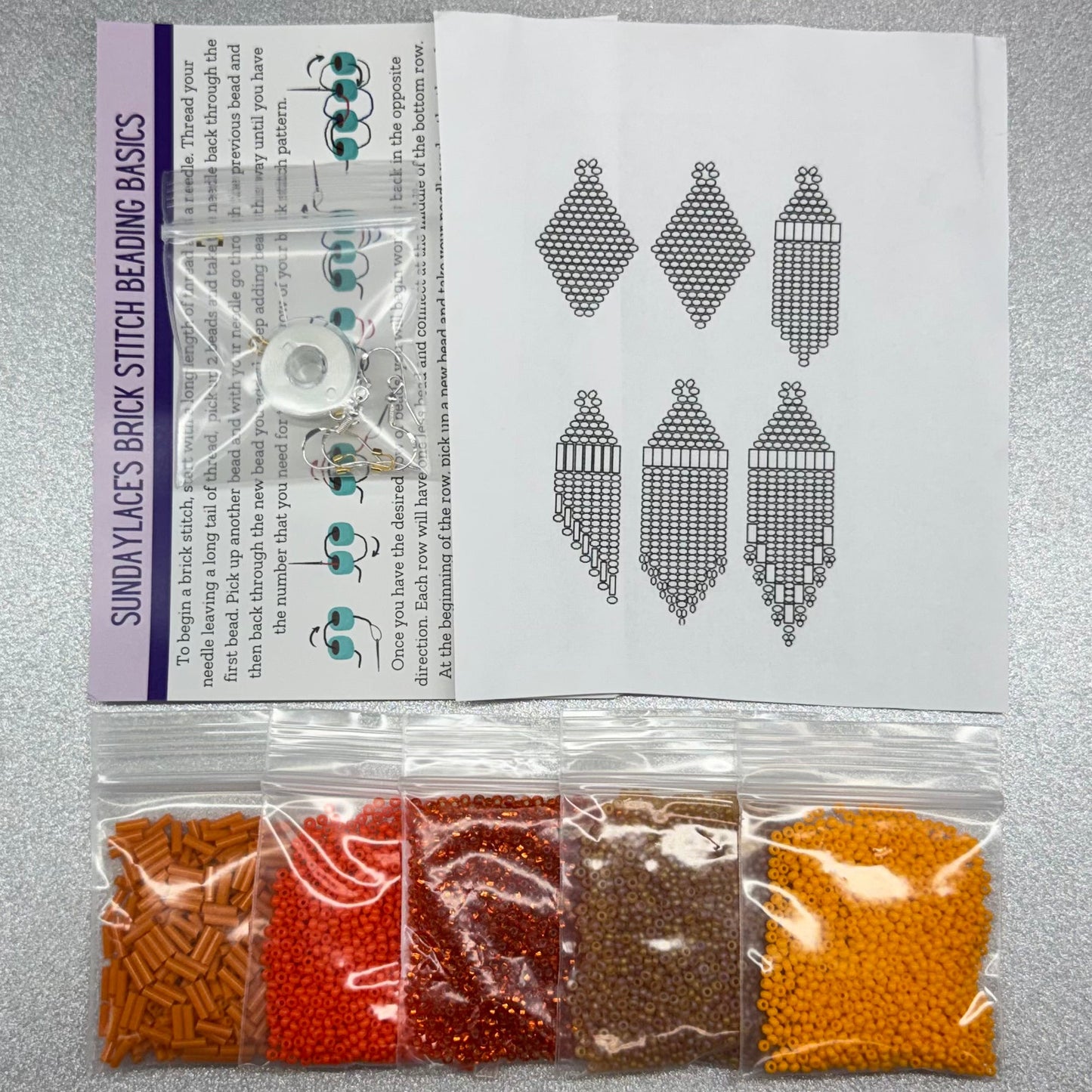 Orange 🧡 Themed Dangle Earring Starter Brick Stitch Bead Kit, Promotions Sundaylace Creations & Bling