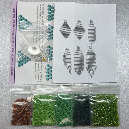 Green 💚 Themed Dangle Earring Starter Brick Stitch Bead Kit, Promotions Sundaylace Creations & Bling