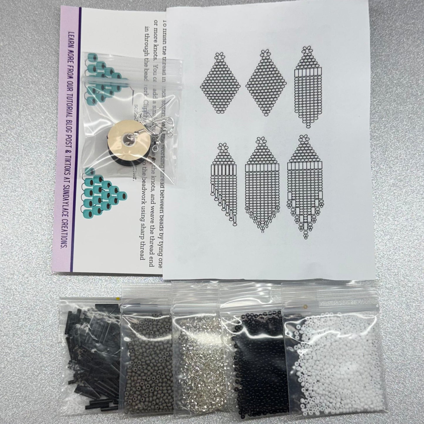 Black Themed Dangle Earring Starter Brick Stitch Bead Kit, Promotions Sundaylace Creations & Bling