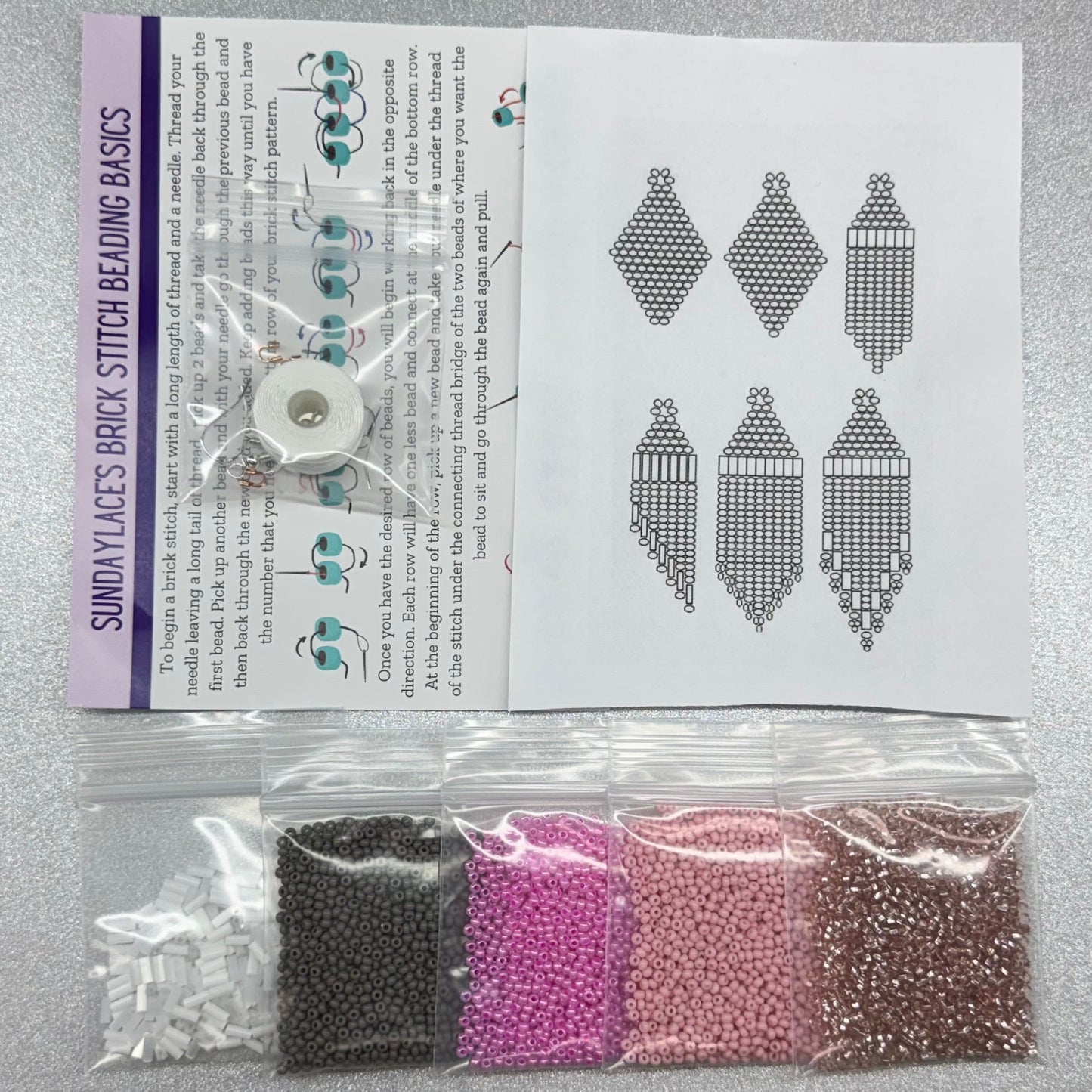 Pink 💖 Themed Dangle Earring Starter Brick Stitch Bead Kit, Promotions Sundaylace Creations & Bling