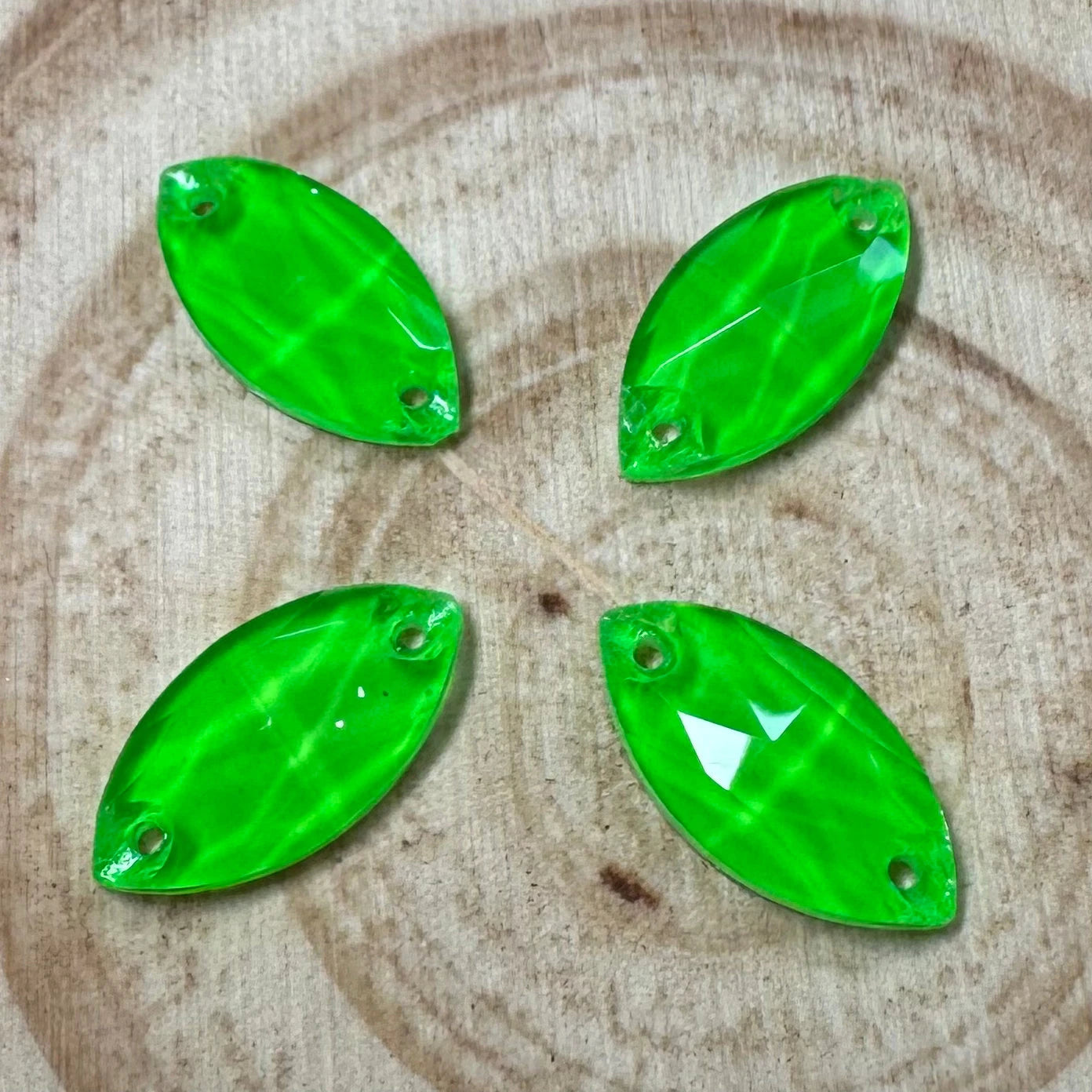 9*18mm Green Navette, Glass Gems, (Sold in Pair) Sundaylace Creations & Bling