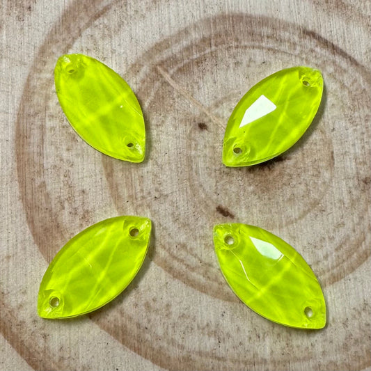 9*18mm Yellow Navette, Glass Gems, (Sold in Pair) Sundaylace Creations & Bling