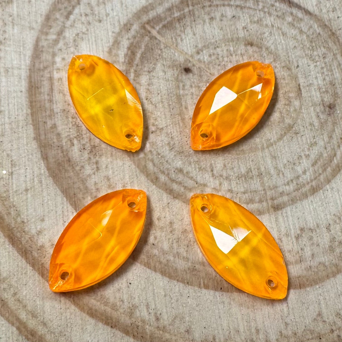 9*18mm Light Orange Navette, Glass Gems, (Sold in Pair) Sundaylace Creations & Bling