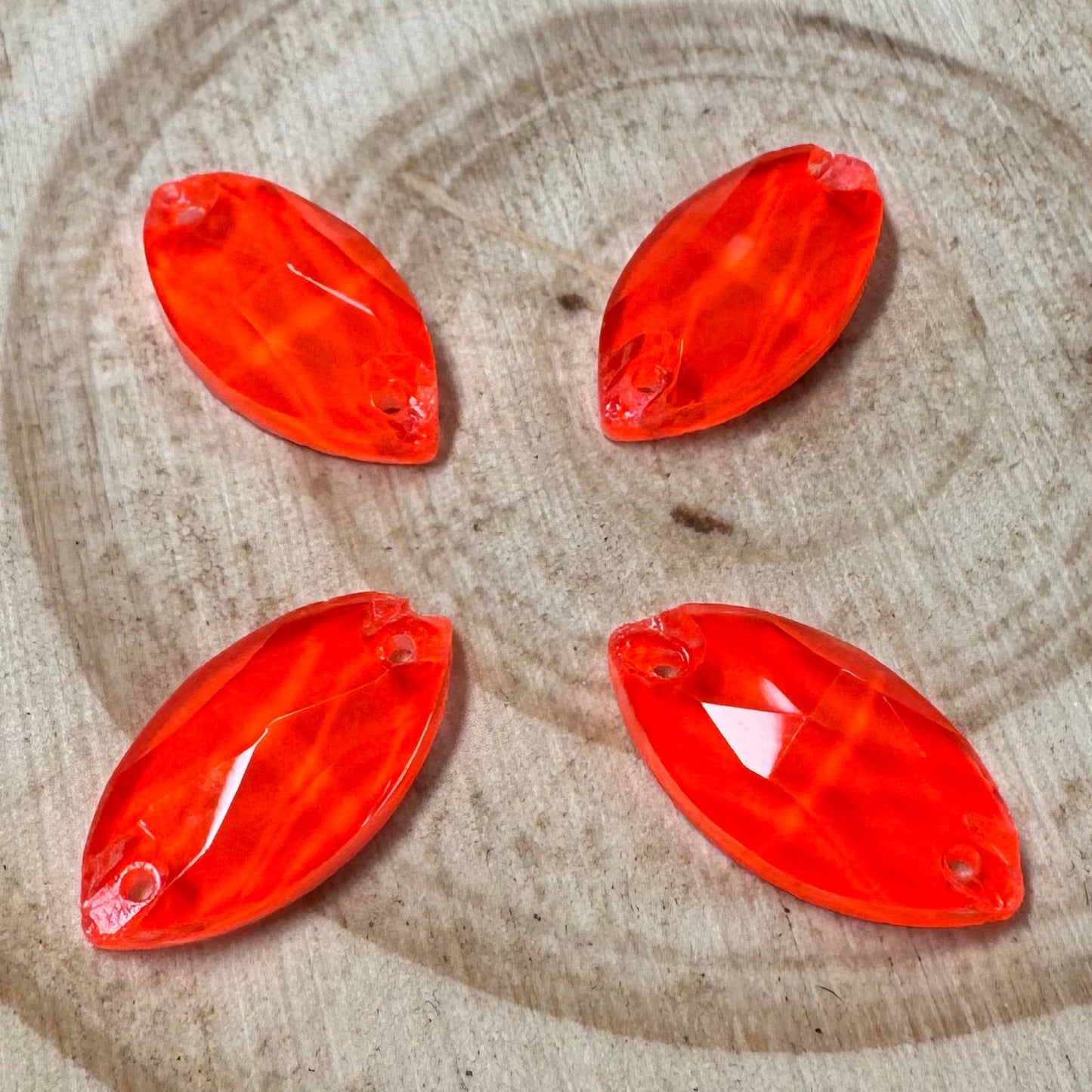 9*18mm Dark Orange Navette, Glass Gems, (Sold in Pair) Sundaylace Creations & Bling