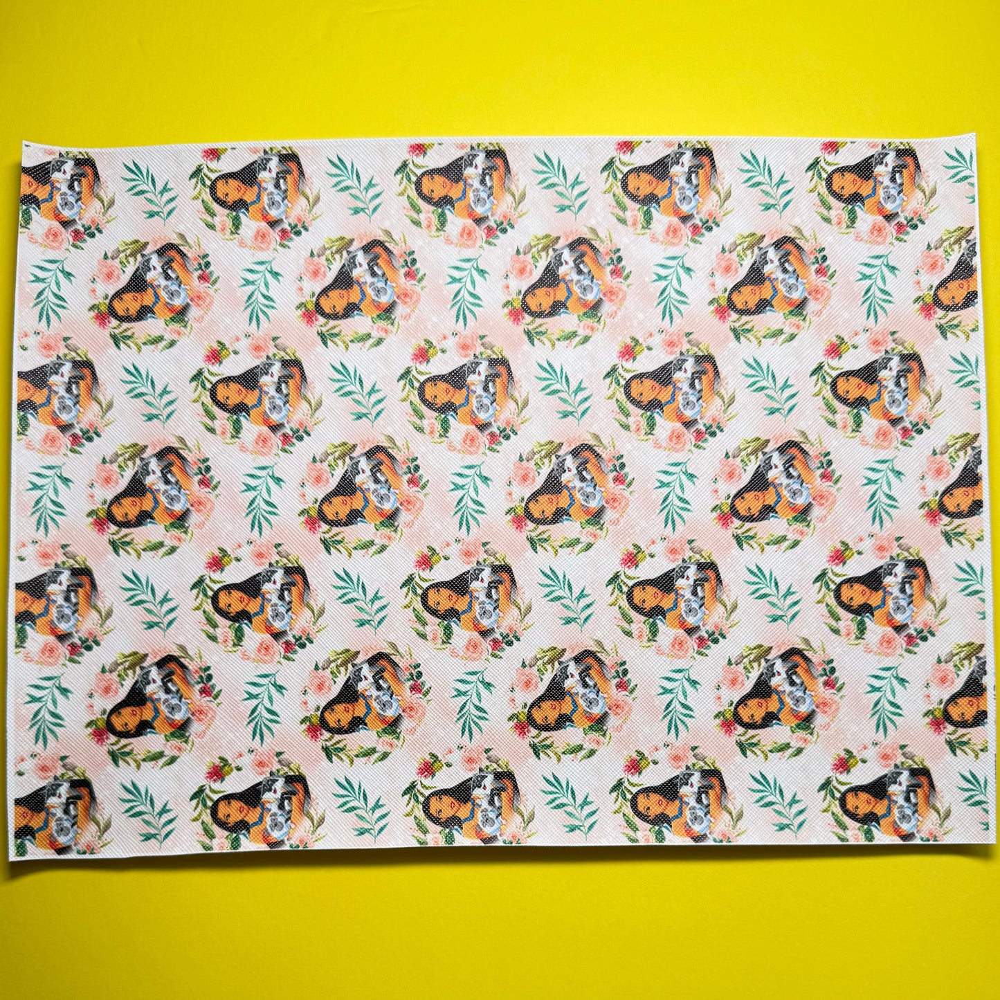 20*30cm "Pocahontas & Friends" Cartoon Peach Background Smooth Texture Finish, Leatherette Sheet Leatherette