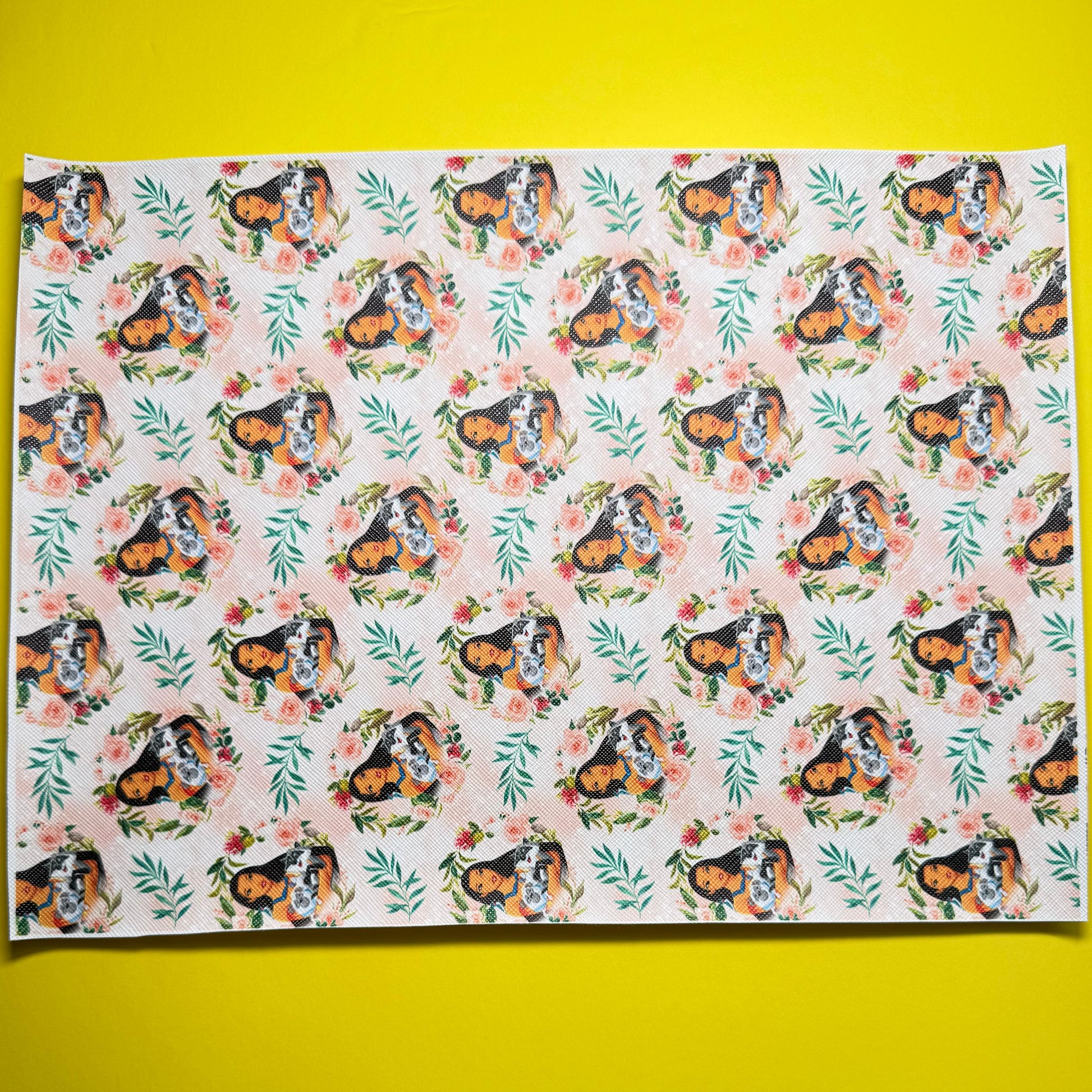 20*30cm "Pocahontas & Friends" Cartoon Peach Background Smooth Texture Finish, Leatherette Sheet Leatherette
