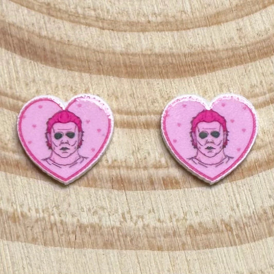 15mm Micheal Myers Shaped Pink HALLOWEEN Heart, Glue on, Resin Gem, (Sold in Pair) (Copy) Resin Gems