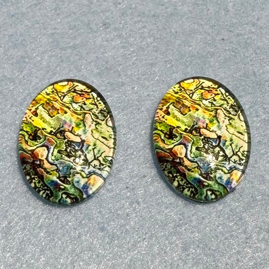 18*25mm Imitation Seashell Abalone Oval Paua Texture (Variant), Glue On, Resin Gems (Sold in Pair) template Resin Gems