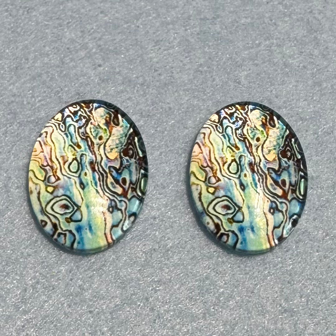 18*25mm Imitation Seashell Abalone Oval Paua Texture (Variant), Glue On, Resin Gems (Sold in Pair) template Resin Gems