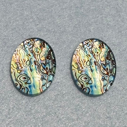 18*25mm Imitation Seashell Abalone Oval Paua Texture (Variant), Glue On, Resin Gems (Sold in Pair) template Resin Gems