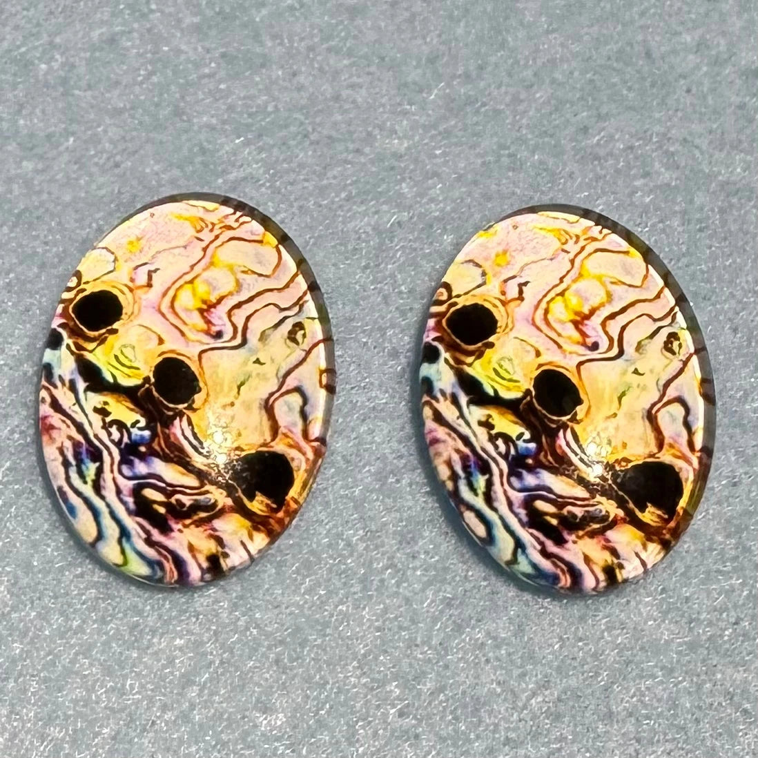 18*25mm Imitation Seashell Abalone Oval Paua Texture (Variant), Glue On, Resin Gems (Sold in Pair) template Resin Gems