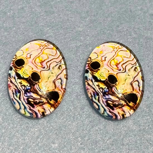 18*25mm Imitation Seashell Abalone Oval Paua Texture (Variant), Glue On, Resin Gems (Sold in Pair) template Resin Gems