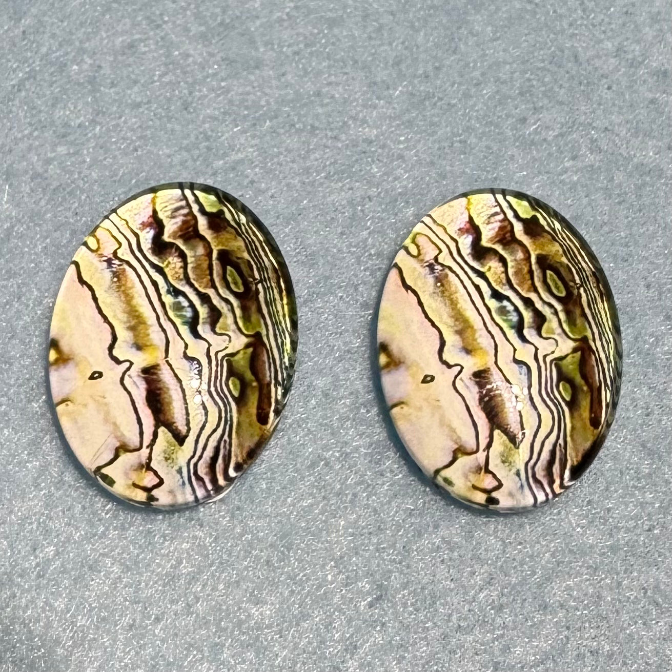 18*25mm Imitation Seashell Abalone Oval Paua Texture (Variant), Glue On, Resin Gems (Sold in Pair) template Resin Gems