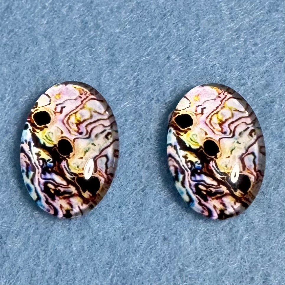 13*18mm Imitation Seashell Abalone Oval Paua Texture (Variant), Glue On, Resin Gems (Sold in Pair) template Resin Gems