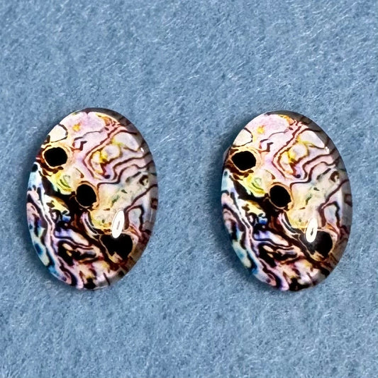 13*18mm Imitation Seashell Abalone Oval Paua Texture (Variant), Glue On, Resin Gems (Sold in Pair) template Resin Gems