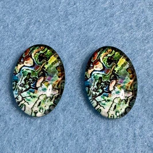 13*18mm Imitation Seashell Abalone Oval Paua Texture (Variant), Glue On, Resin Gems (Sold in Pair) template Resin Gems