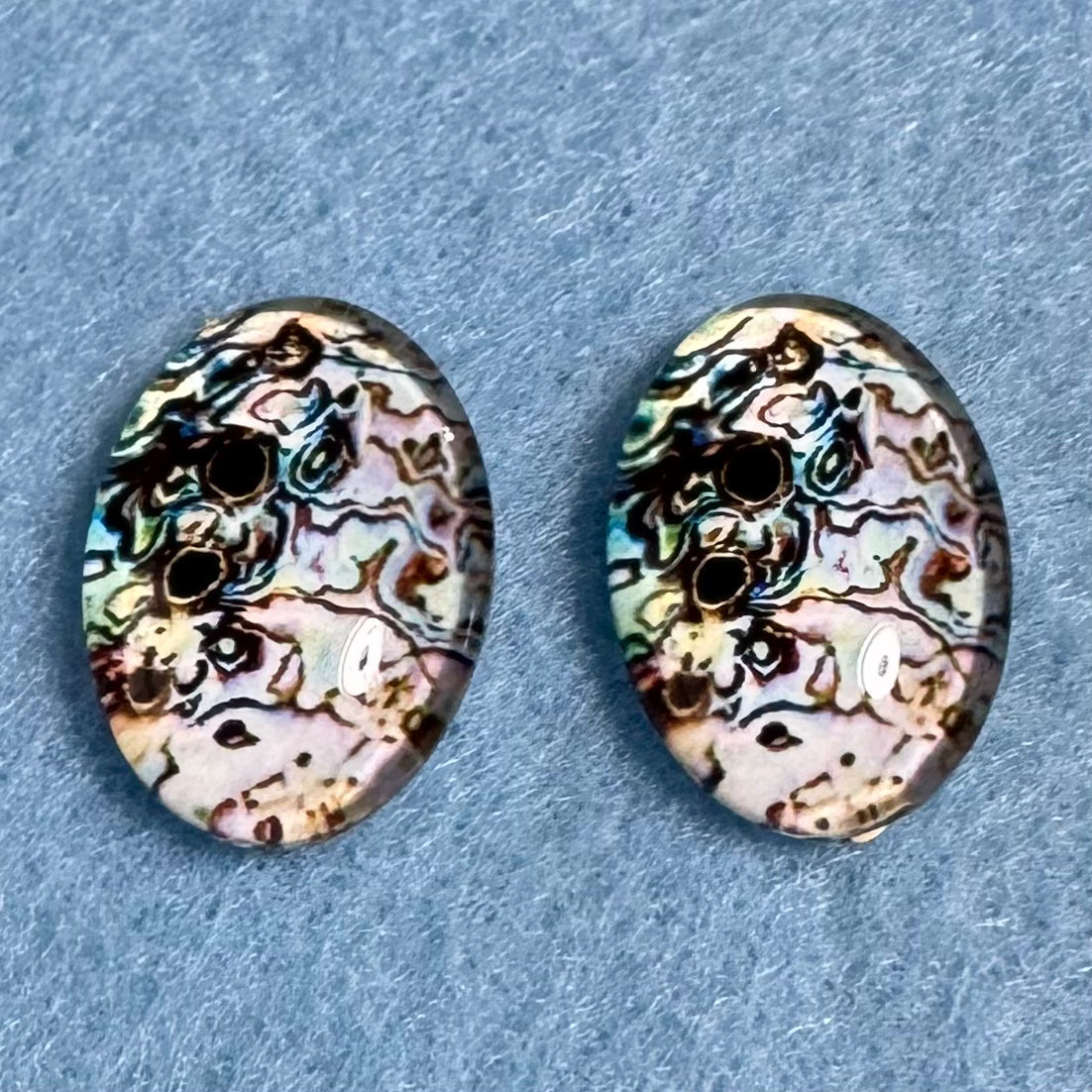 13*18mm Imitation Seashell Abalone Oval Paua Texture (Variant), Glue On, Resin Gems (Sold in Pair) template Resin Gems