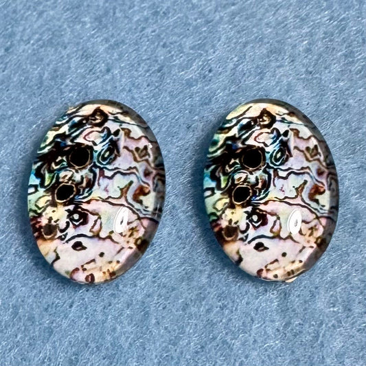 13*18mm Imitation Seashell Abalone Oval Paua Texture (Variant), Glue On, Resin Gems (Sold in Pair) template Resin Gems