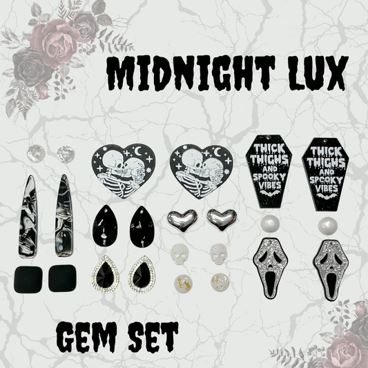“Midnight Lux” Black (12 Pairs) Resin Gem Set, Promotions Sundaylace Creations & Bling