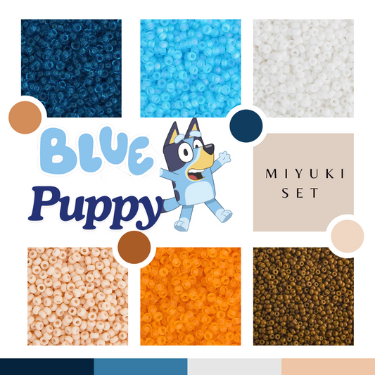 "Blue Puppy" Set, 11/0 Miyuki Seed Beads, Set of 6 x 22g vials