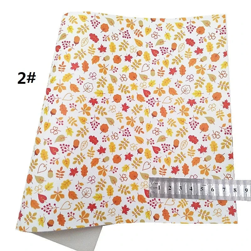 20*30cm Pumpkin Field Fall Printed Leatherette Sheet Leatherette